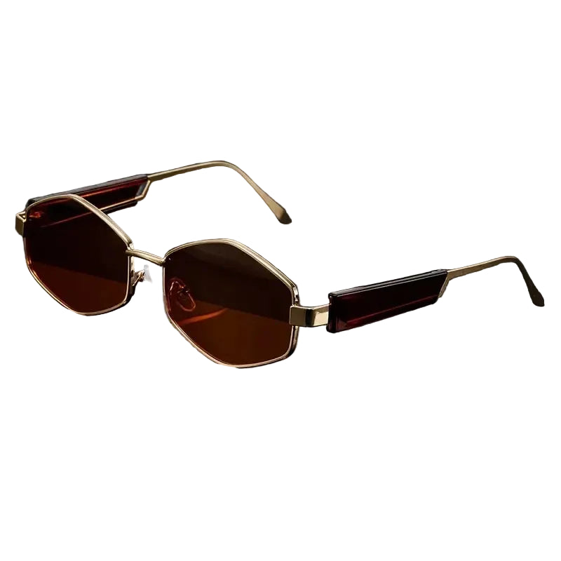 Hexagonal Steampunk Sunglasses Design Brown