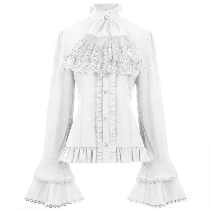 High-Collared Steampunk Lolita Shirt White