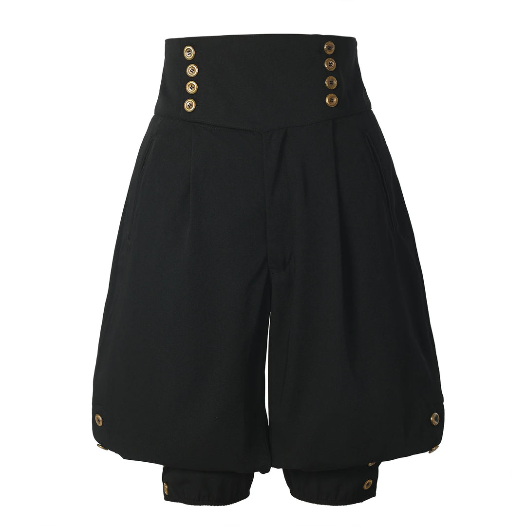 High-Waisted Retro Steampunk Pants Black