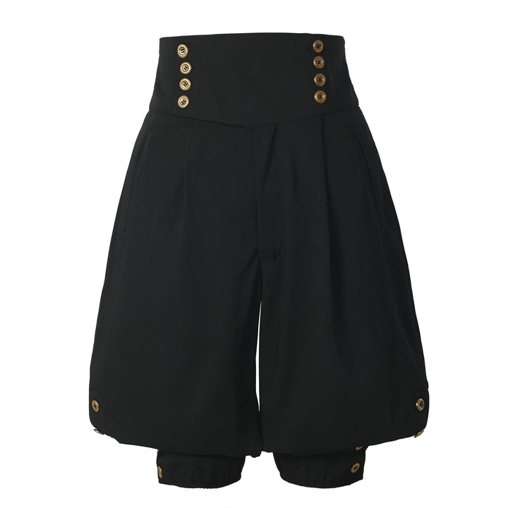 High-Waisted Retro Steampunk Pants Black