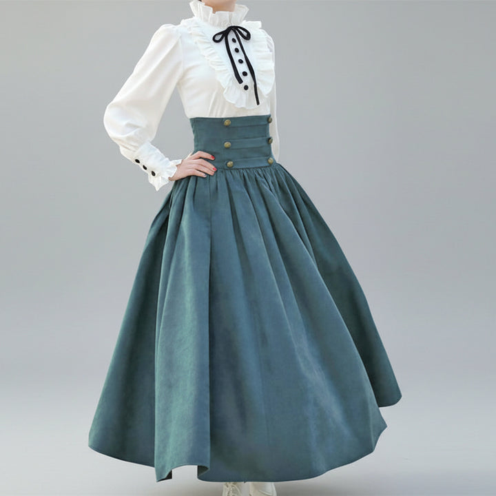 High-Waisted Steampunk Maxi Skirt
