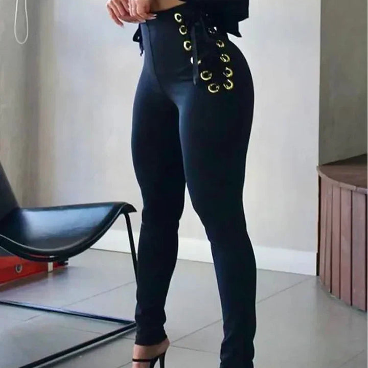 High-Waisted Steampunk Pants with Eyelets .