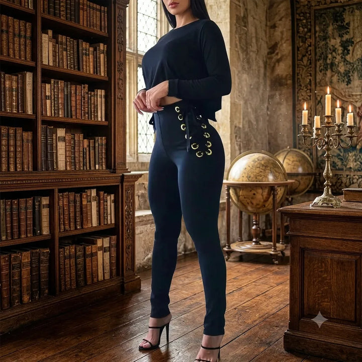 High-Waisted Steampunk Pants with Eyelets2