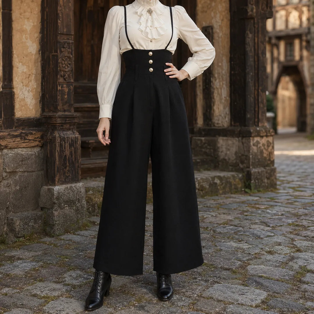 High-Waisted Steampunk Suspenders Pants