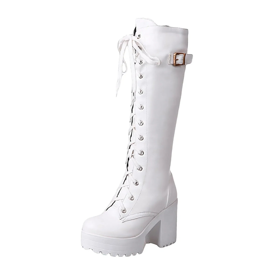 High steampunk boots leather-like finish