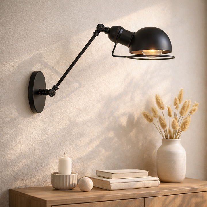 Industrial Black Bowl Steampunk Wall Lamp