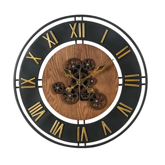 Industrial Steampunk Clock With Gears Brown 