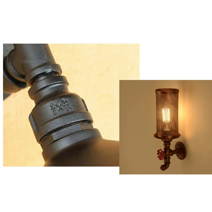 Industrial Steampunk Wall Lamp Black
