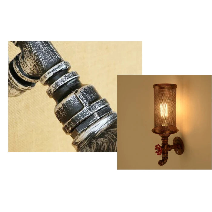 Industrial Steampunk Wall Lamp Silver