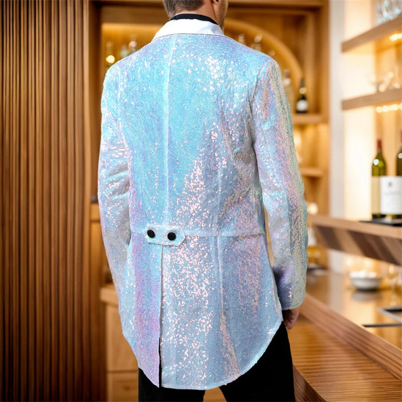 Iridescent Sequined Steampunk Coat Back