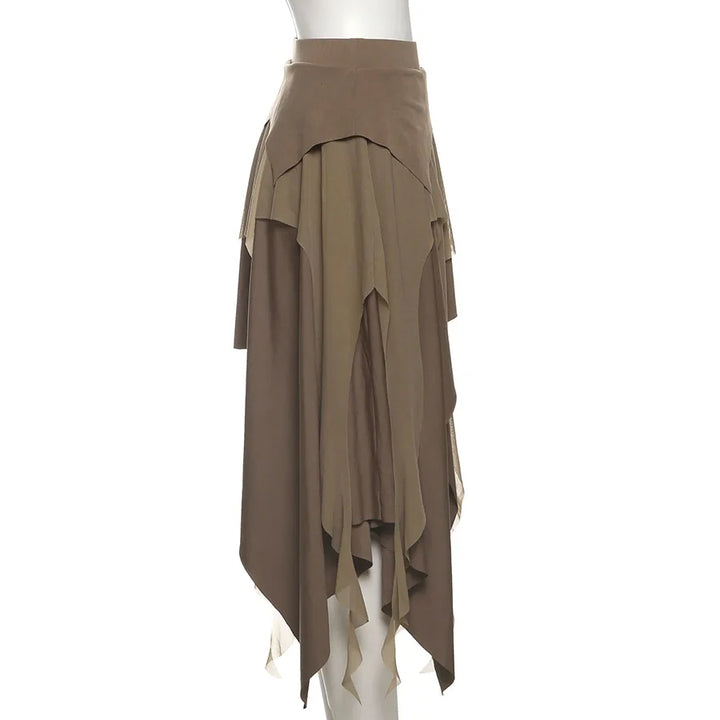 Irregular Khaki Steampunk Skirt stylish