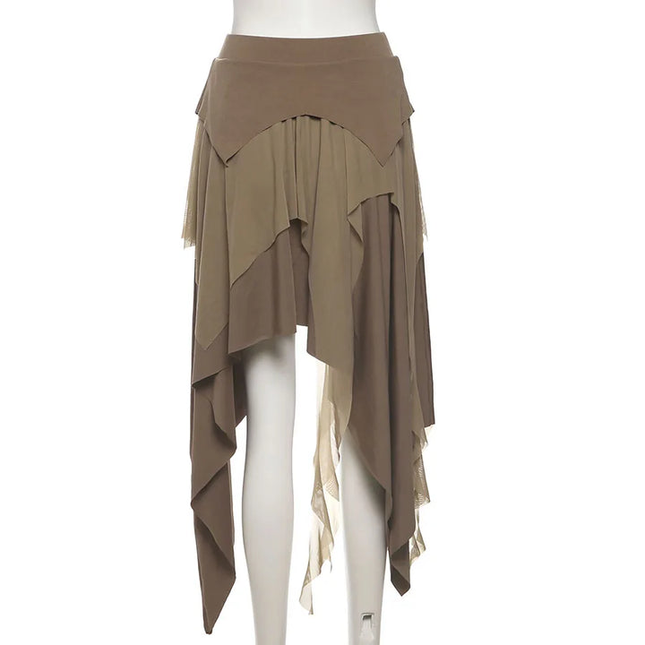 Irregular Khaki Steampunk Skirt vintage