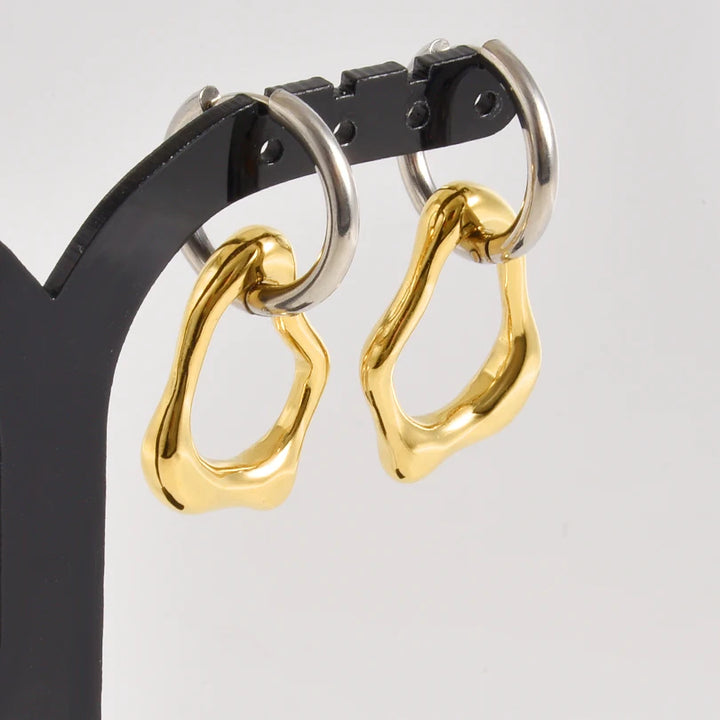 Irregular Steampunk Earrings Gold