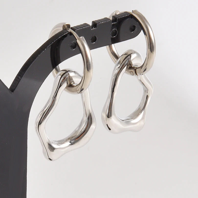 Irregular Steampunk Earrings Silver