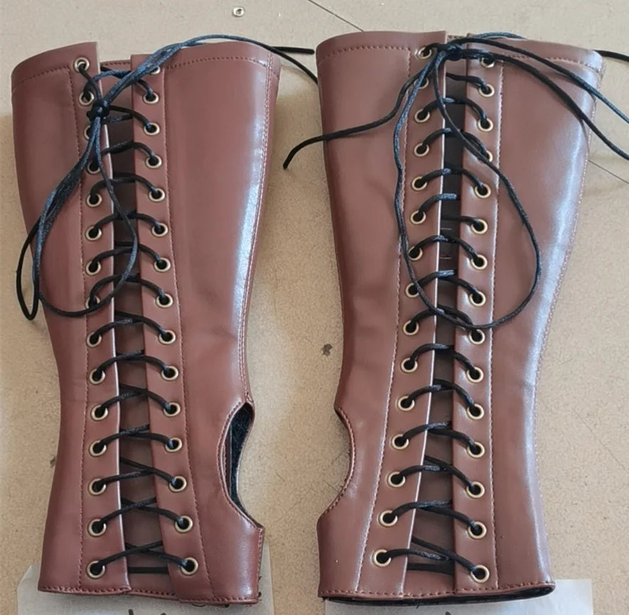 Lace-Up Cuff Gloves Medieval Steampunk Armor
