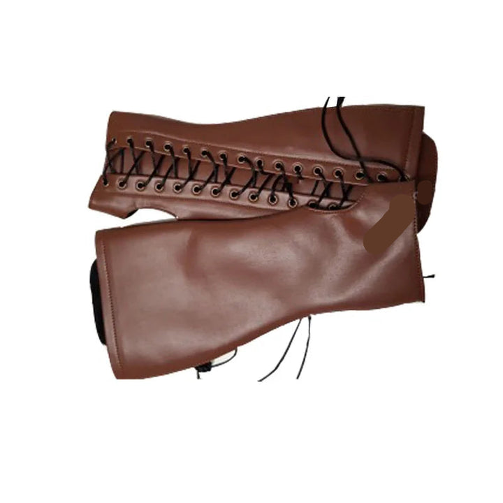 Lace-Up Cuff Gloves Medieval Steampunk Armor brown