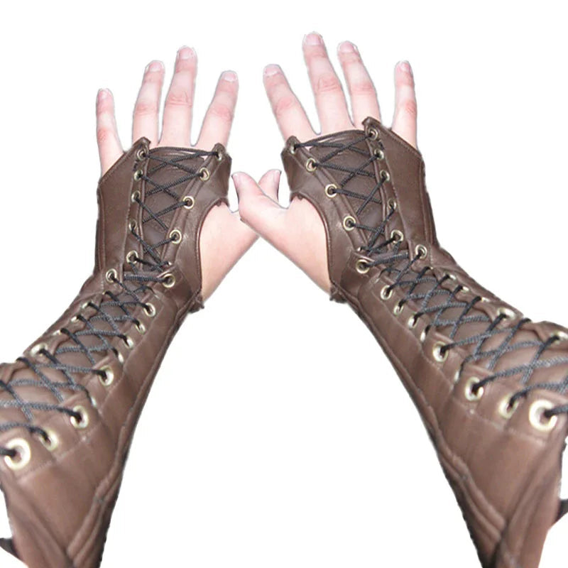 Lace-Up Cuff Gloves Medieval Steampunk Armor chic