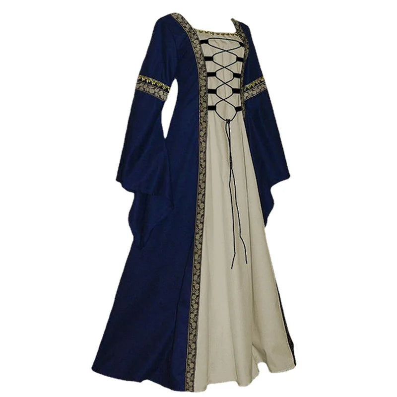 Lace-up Steampunk Medieval Dress Blue