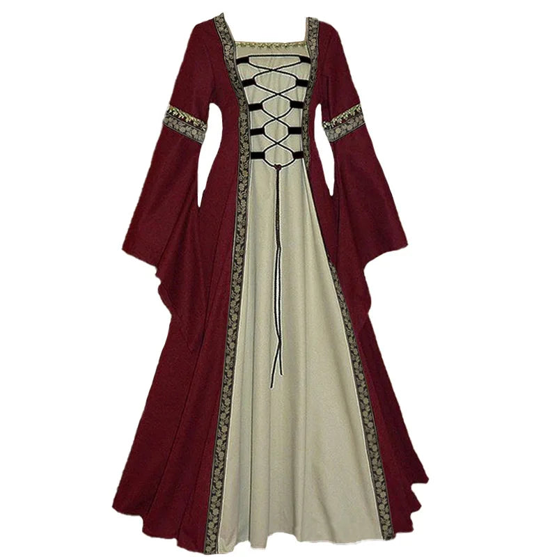Lace-up Steampunk Medieval Dress Red