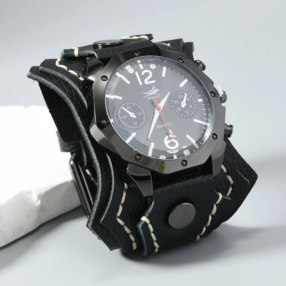 Large Vintage Steampunk Wristwatch black