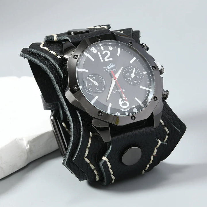 Large Vintage Steampunk Wristwatch black