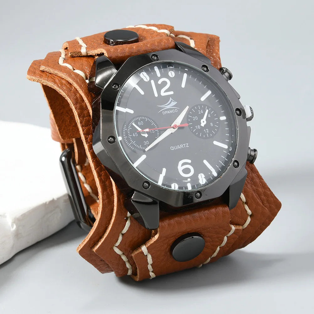 Large Vintage Steampunk Wristwatch brown