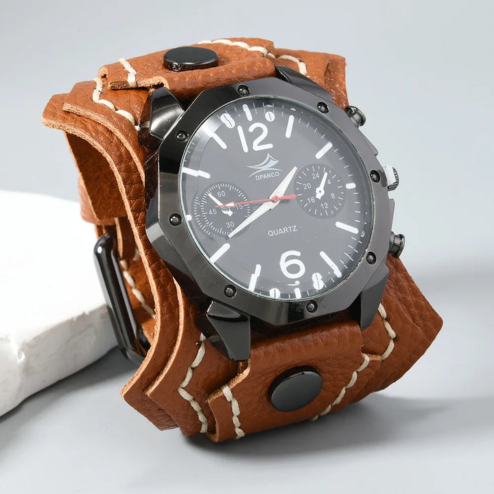 Large Vintage Steampunk Wristwatch brown