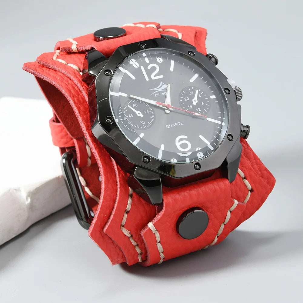 Large Vintage Steampunk Wristwatch red