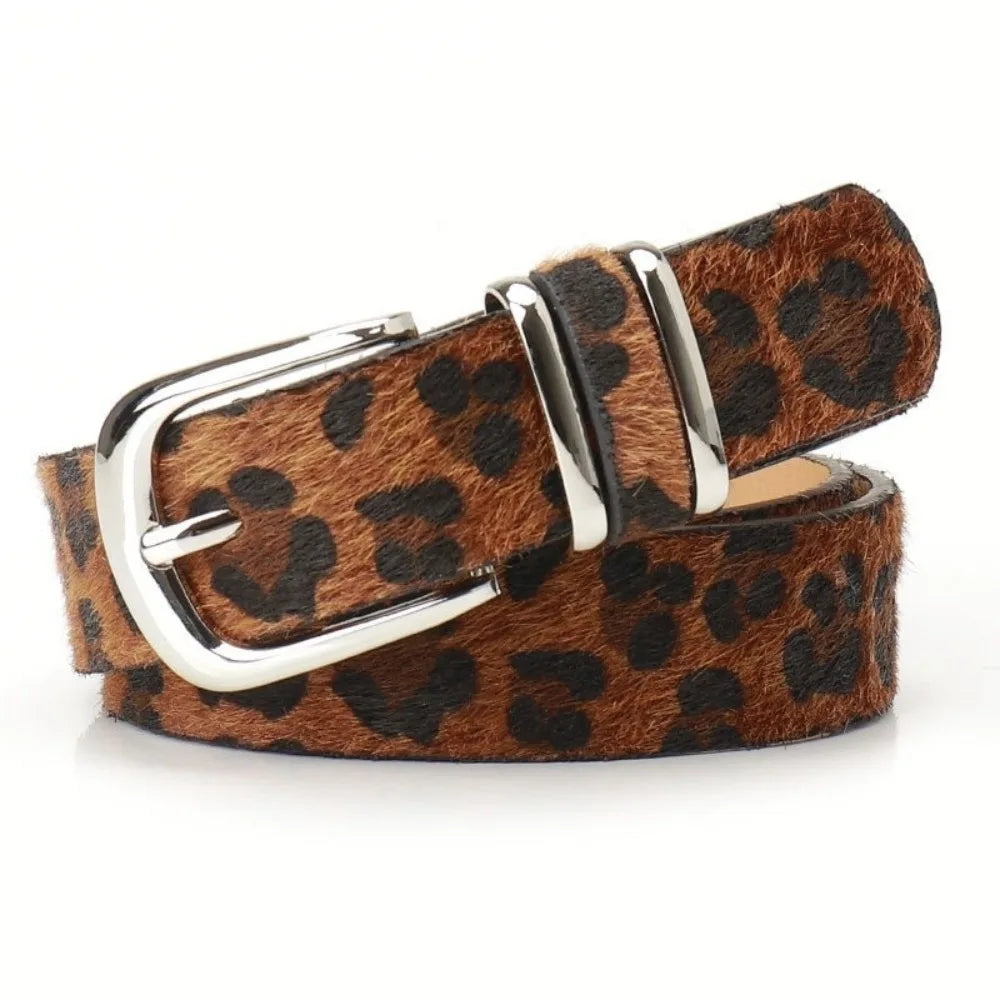 Leopard-print Steampunk Belt Brown