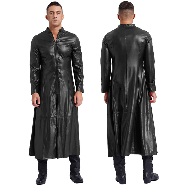 Long Faux Leather Steampunk Coat bold