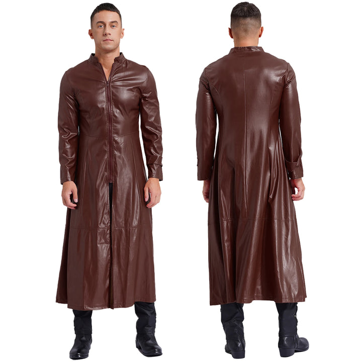 Long Faux Leather Steampunk Coat gothic