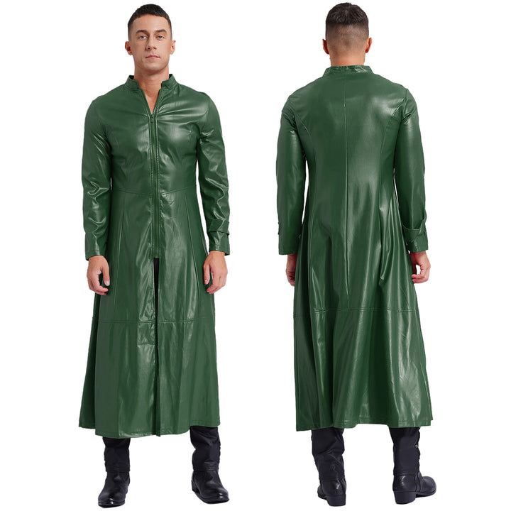 Long Faux Leather Steampunk Coat refined