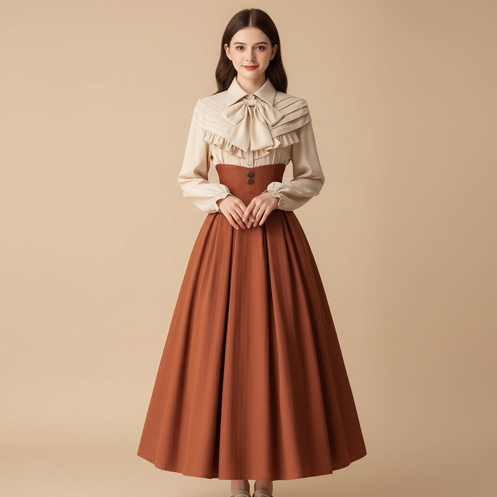 Long Minimalist Vintage Steampunk Skirt elegant