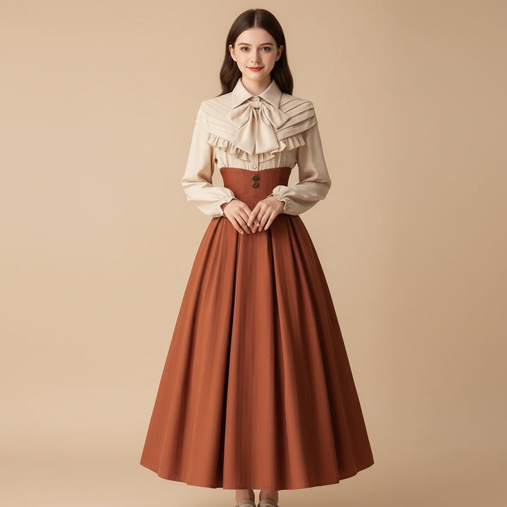 Long Minimalist Vintage Steampunk Skirt elegant