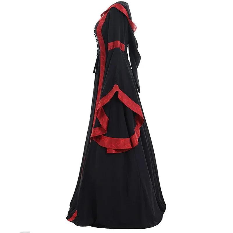Long Renaissance Steampunk Hooded Dress