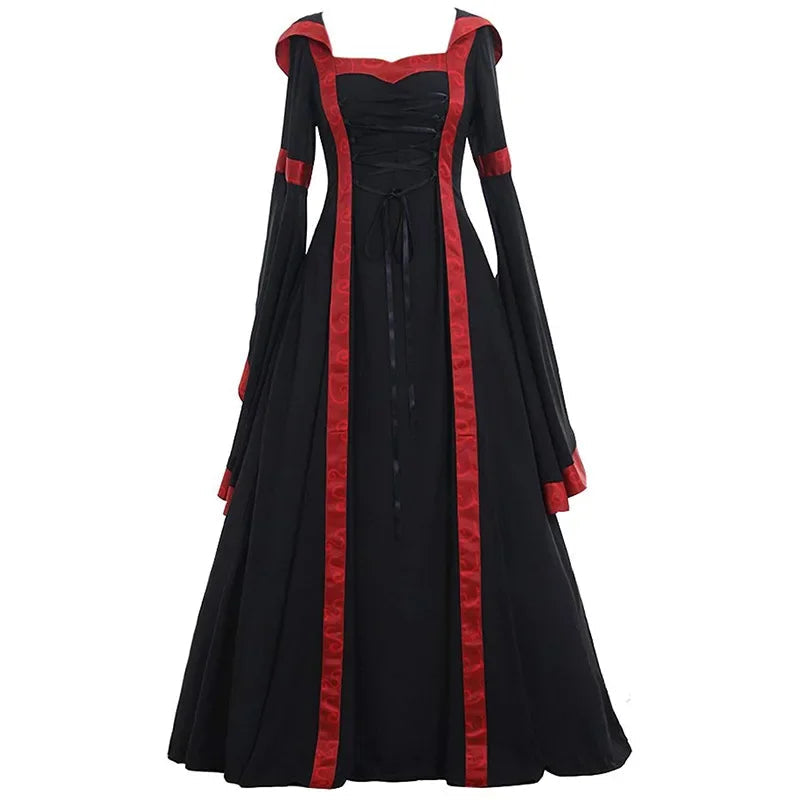 Long Renaissance Steampunk Hooded Dress chic