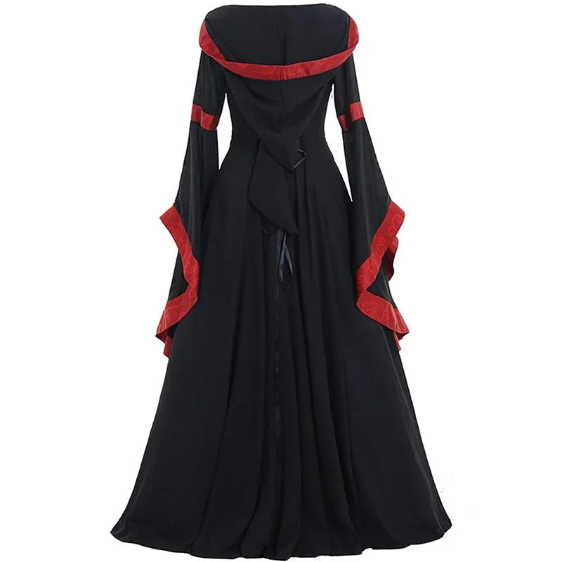 Long Renaissance Steampunk Hooded Dress dramatic