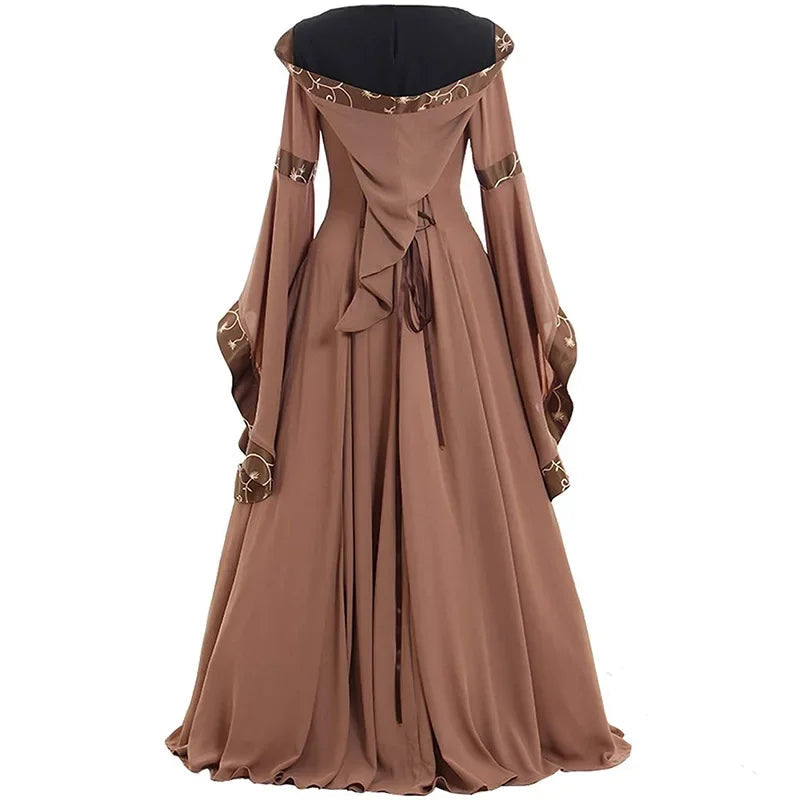 Long Renaissance Steampunk Hooded Dress look