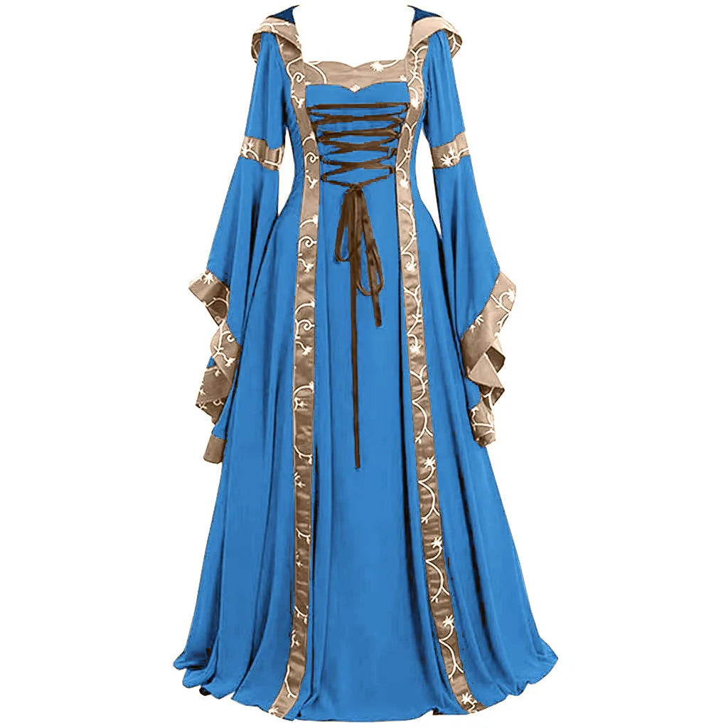 Long Renaissance Steampunk Hooded Dress tendance
