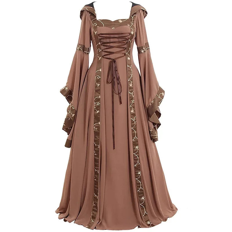 Long Renaissance Steampunk Hooded Dress vintage