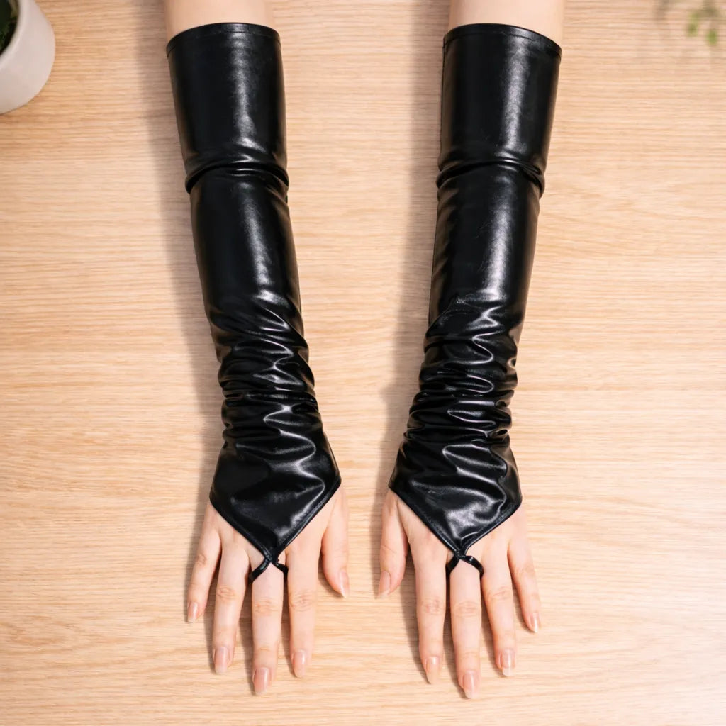 Long Shinny Steampunk Gloves