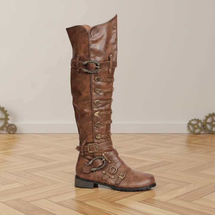 Long Steampunk Boots Buckled