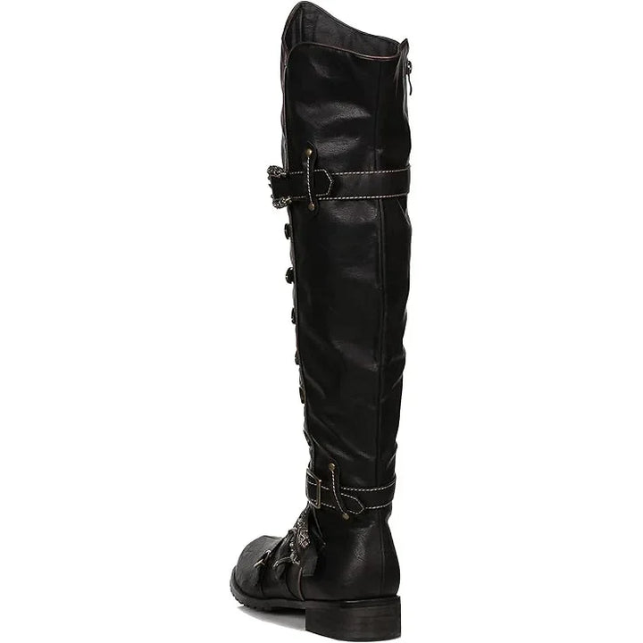 Long Steampunk Boots Buckled durable
