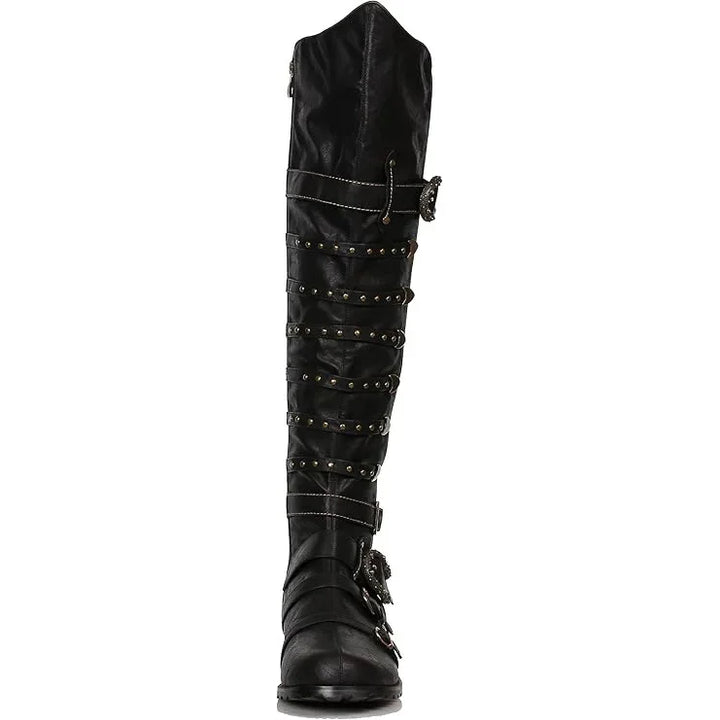 Long Steampunk Boots Buckled fashion