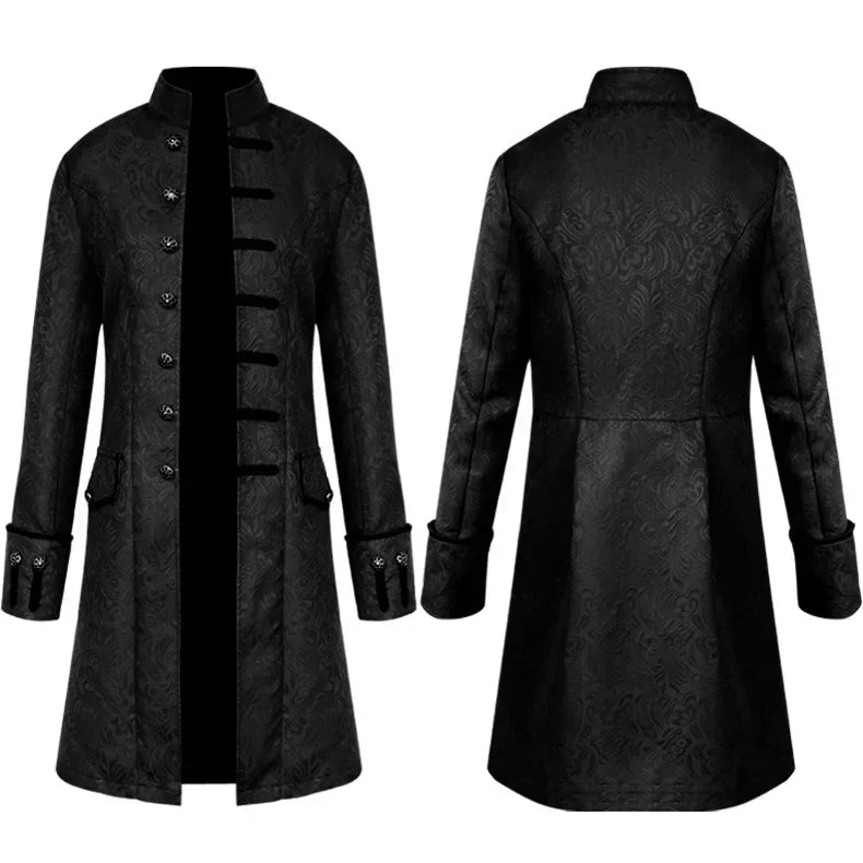Long Steampunk Jacquard Trench Coat – Victorian inspired