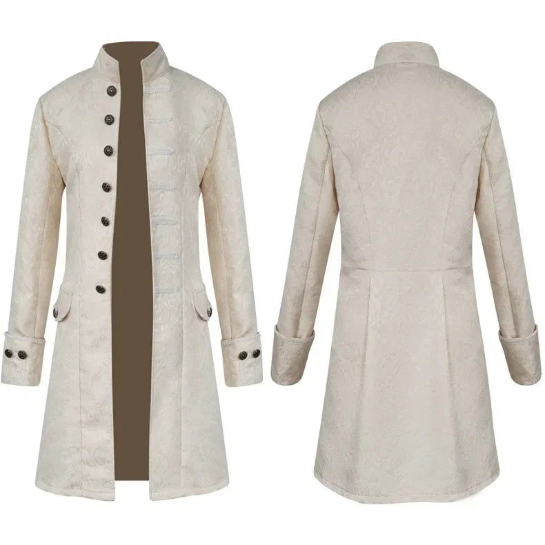 Long Steampunk Jacquard Trench Coat – refined look