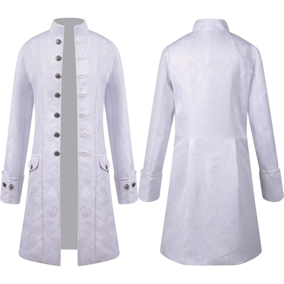 Long Steampunk Jacquard Trench Coat – textured fabric
