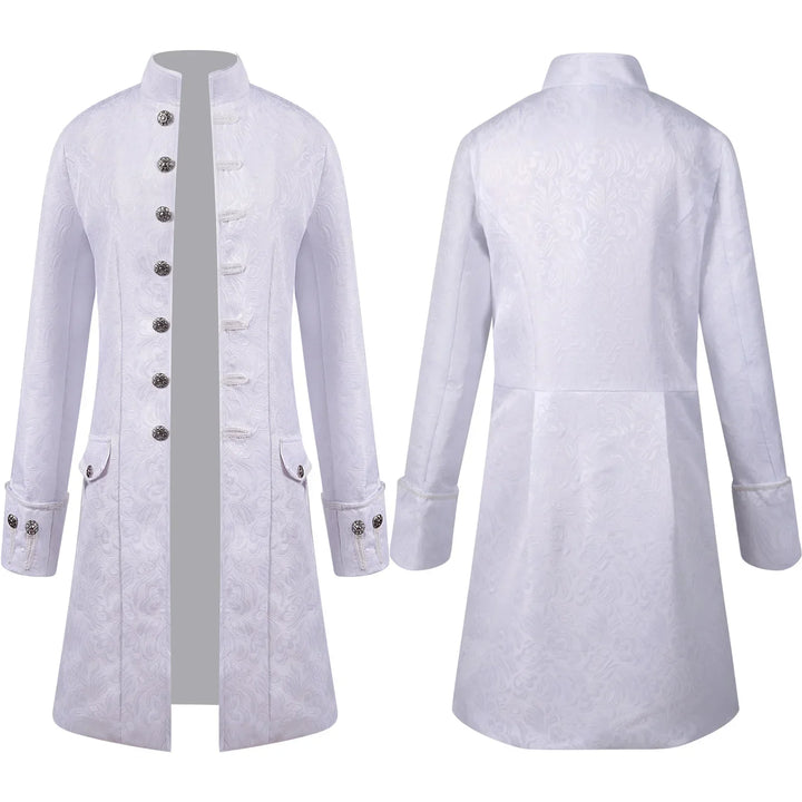 Long Steampunk Jacquard Trench Coat – textured fabric
