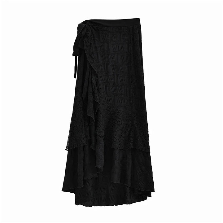 Long Steampunk Skirt With Asymmetrical Lace dramatic