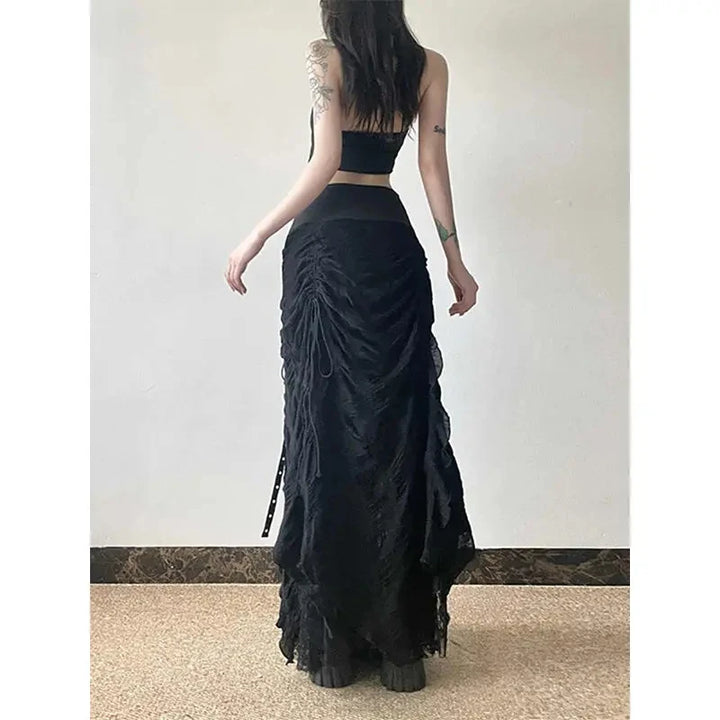 Long Steampunk Skirt With Eyelets stylish